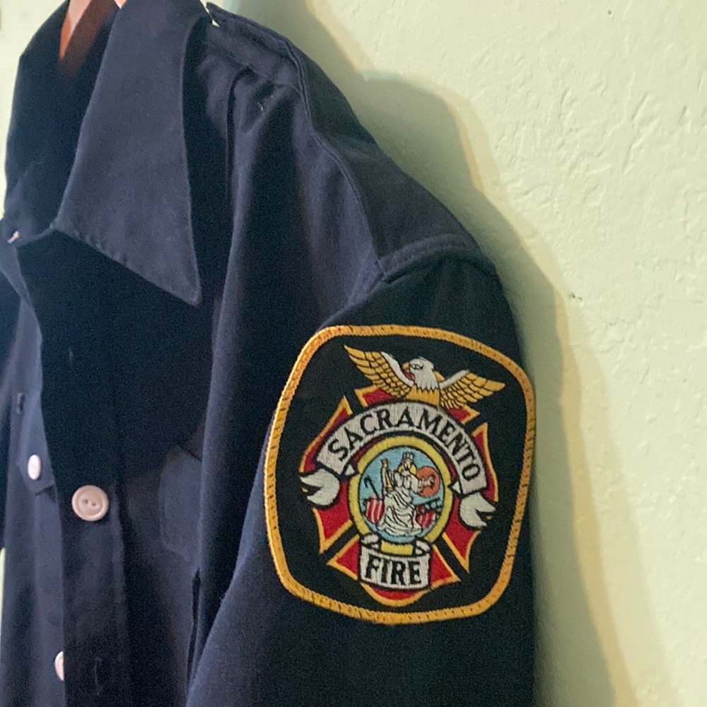 Vintage 90s Fireman Shirt Fire Department Uniform Shirt